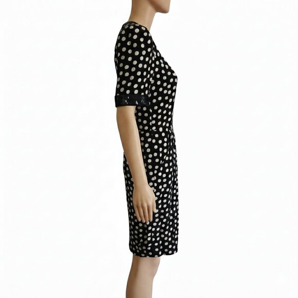 Escada by Margaretha Ley Dress Polka Dot Silk Sequins V-Neckline Womens Size 34 - Picture 3 of 11